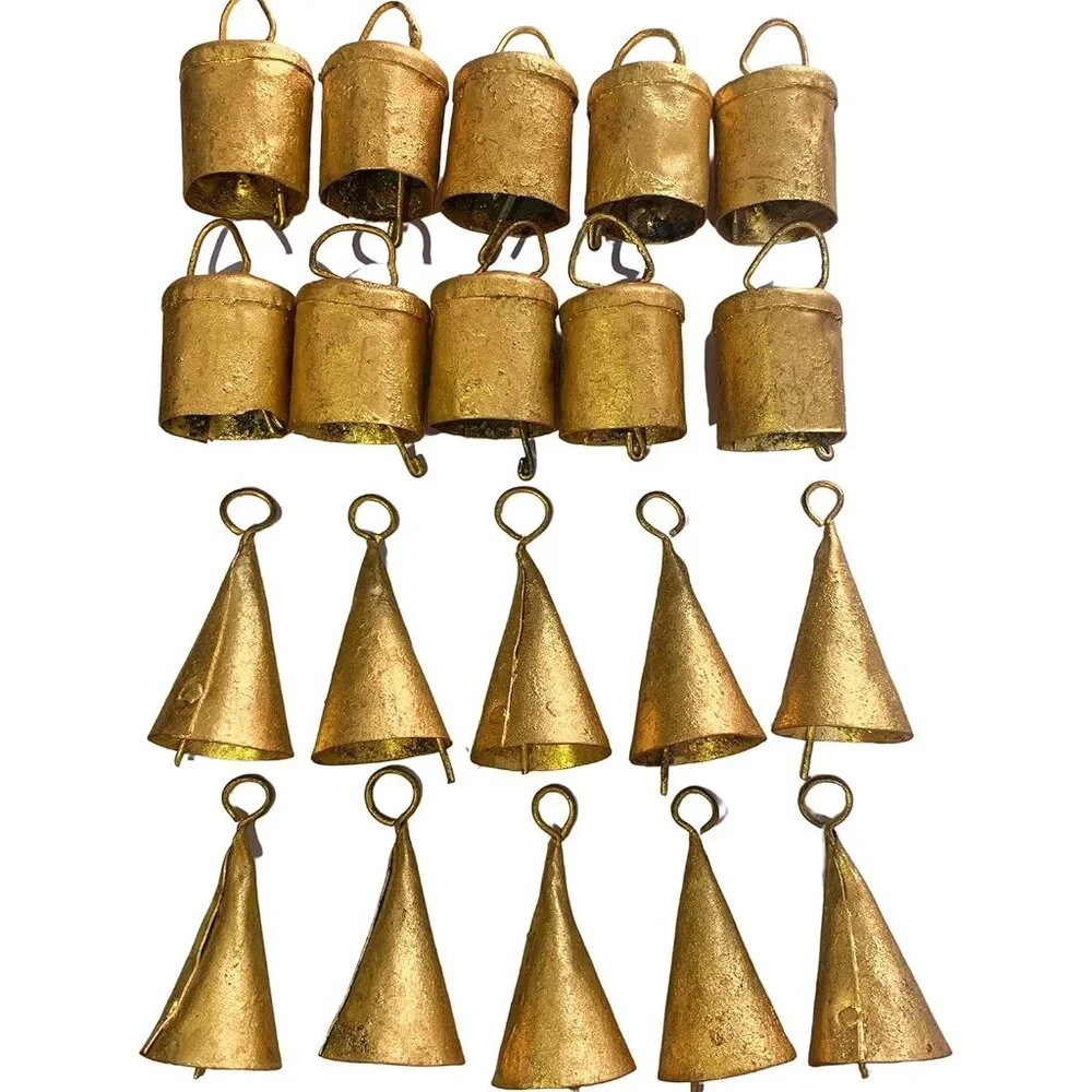 Vintage Rustic Tin Bells Set - 20 Hanging Decor for DIY Projects & Festivities